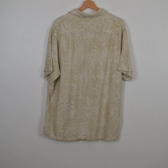 Tasso Elba Silk Linen Blend Palm Leaves Button Down Mens XL 1 Pocket Shirt - Picture 4 of 9